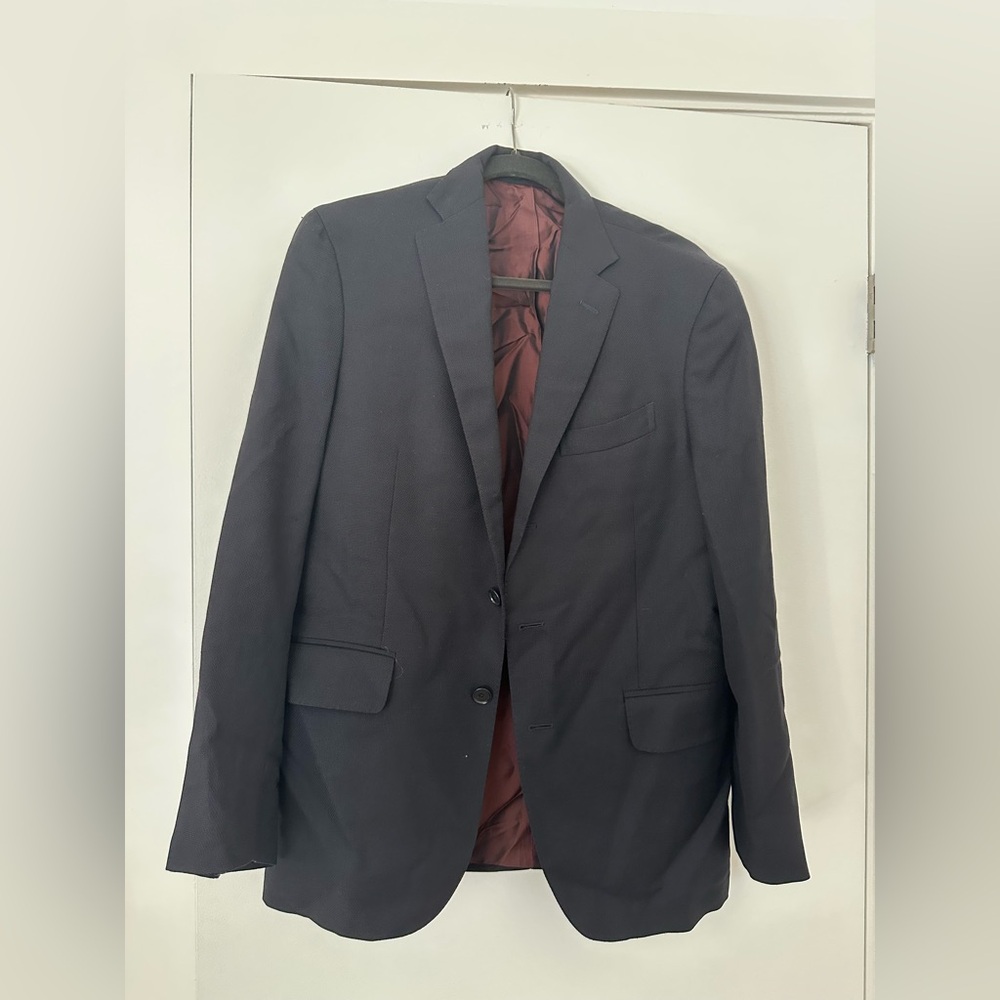 Men’s Italian Wool Blazer – Black Two-Button Jacket – Size 48 (Made in Italy)